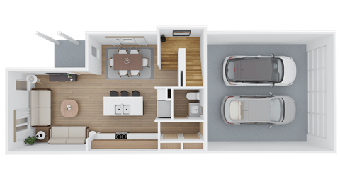 Floor plan for 3 beds, 2.5 baths, 1521 sqft